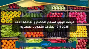 فرصة اليوم: أسعار الخضار والفاكهة الأحد 19-4-2025 بمنافذ التموين المصرية
